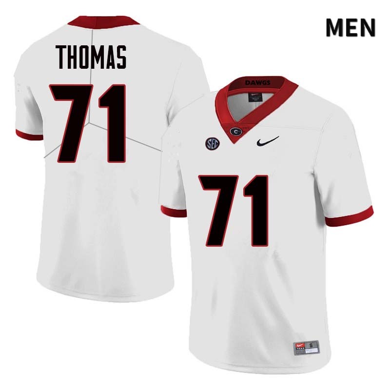 Georgia Bulldogs Men's Andrew Thomas #71 White Stitched College UGA Football Jersey 23ZO011IB